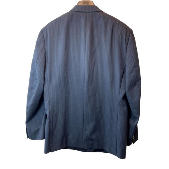 Calvin Klein Mens 100% Wool Pinstripe Blazer Coat Jacket 2 Button Blue Size 44S - Picture 2 of 6